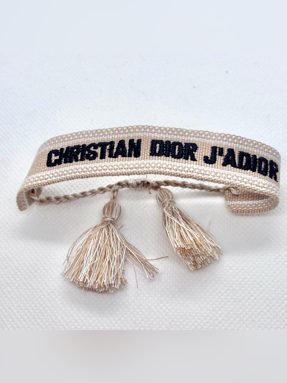 Christian Dior J'Adior Woven Friendship Bracelet Beige And Black